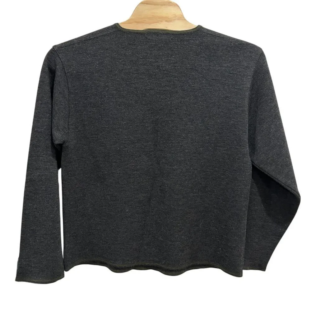 Vintage Banana Republic Men's XL 100% Wool V-Neck‎ Sweater Classic Charcoal Gray - Picture 2 of 6